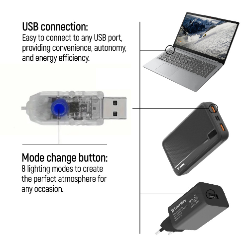 Світлодіодна гірлянда каскад 126 Led 9*1,5м 8 режимів різнокольорова USB CW-G-126L91CUMC ColorWay Житомир - фото 9