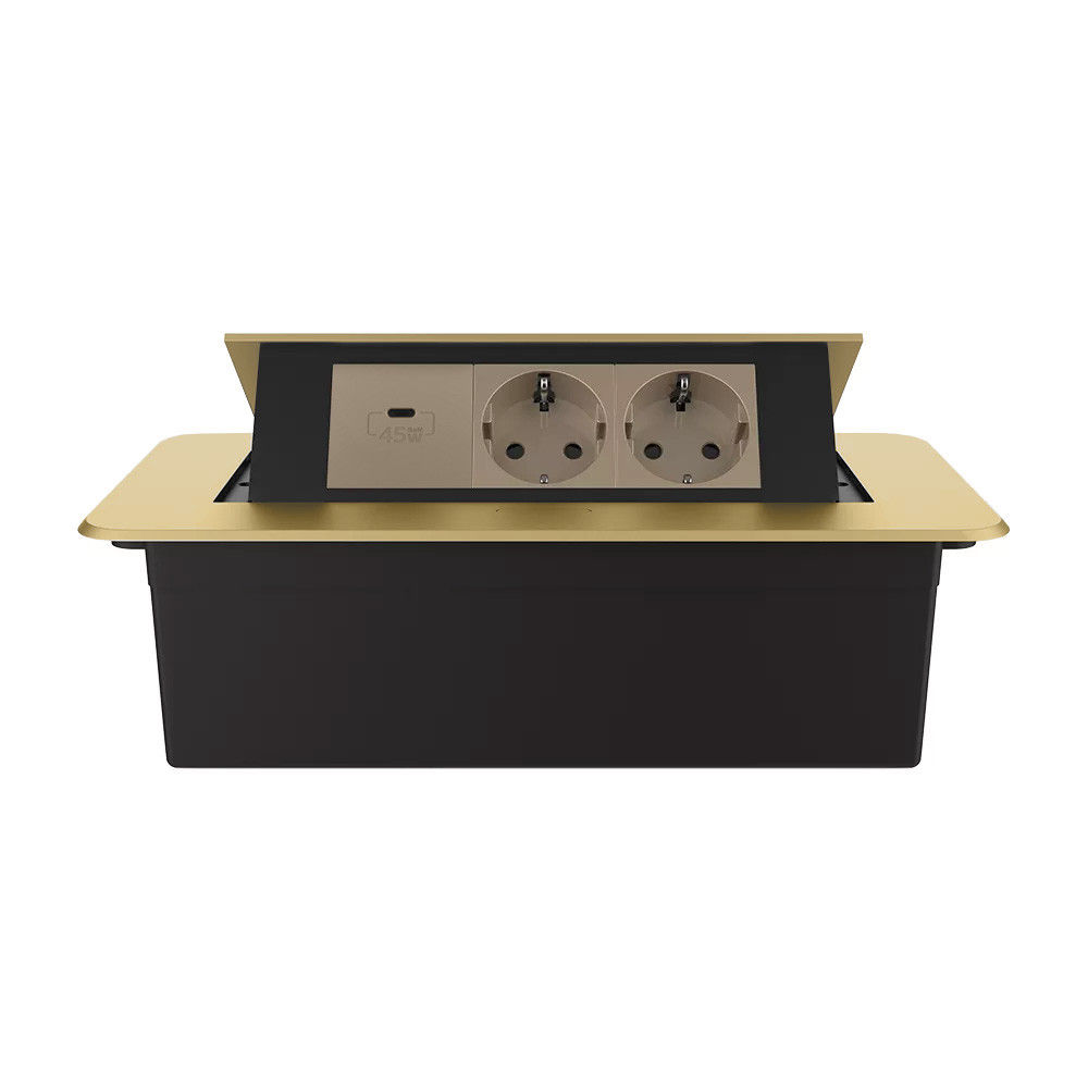 LIVOLO Меблева розетка потрійна LIVOLO золота, вбудована у стільницю, з USB Type-C 45 Вт, висув Коломия - фото 8