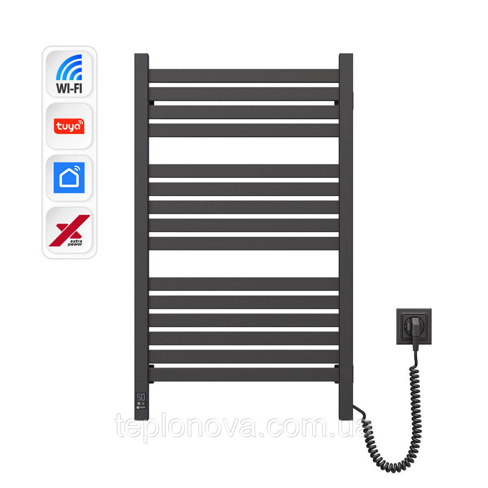 Електрична сушарка для рушників NAVIN Авангард X 480х800 Sensor з WI-FI правобічна, чорний муар Чернівці - фото 1