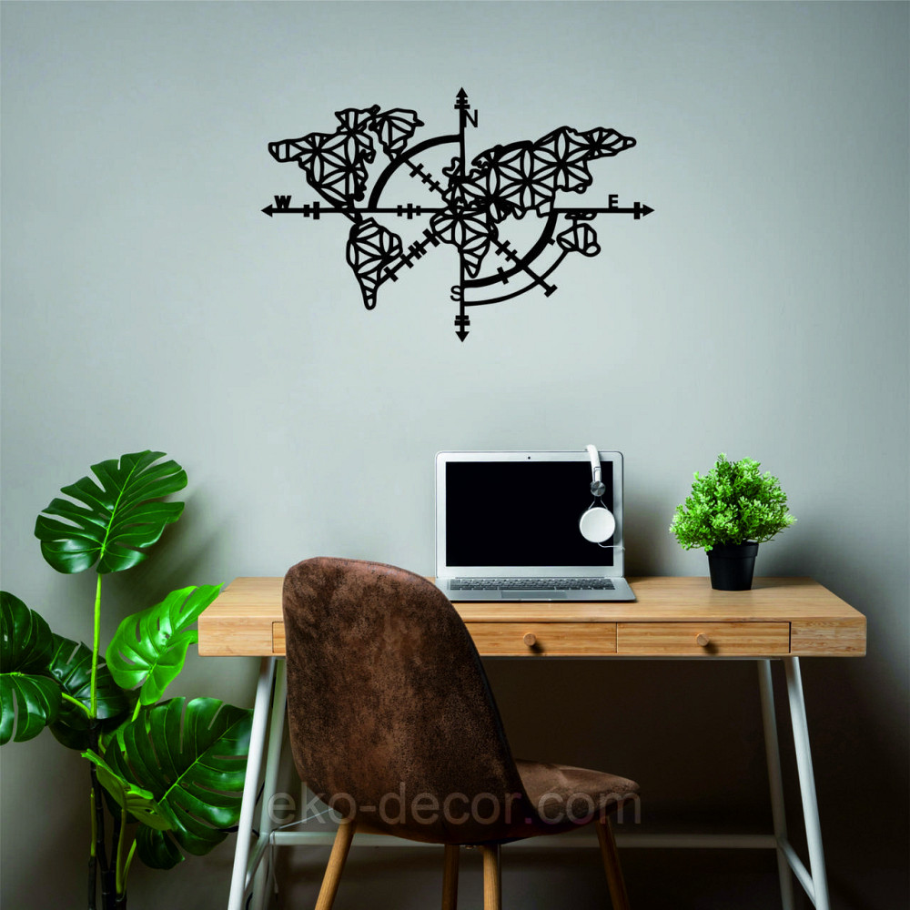 Декоративне настінне 3D Панно «Карта Компас», Декор на стіну з об'ємом Київ - фото 4