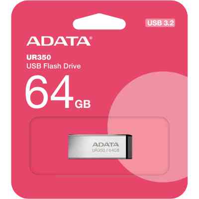 USB флеш накопичувач ADATA 64GB UR350 Silver-Black USB 3.2 (UR350-64G-RSR/BK) Вінниця
