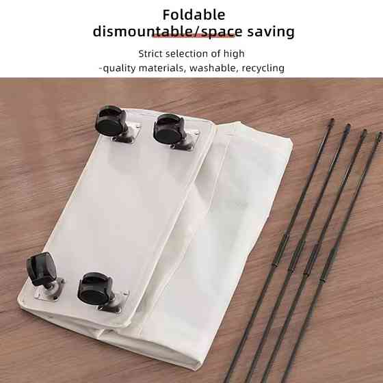 Корзина со съемным мешком сеткой для белья, складная на колесах,серая Каменец-Подольский