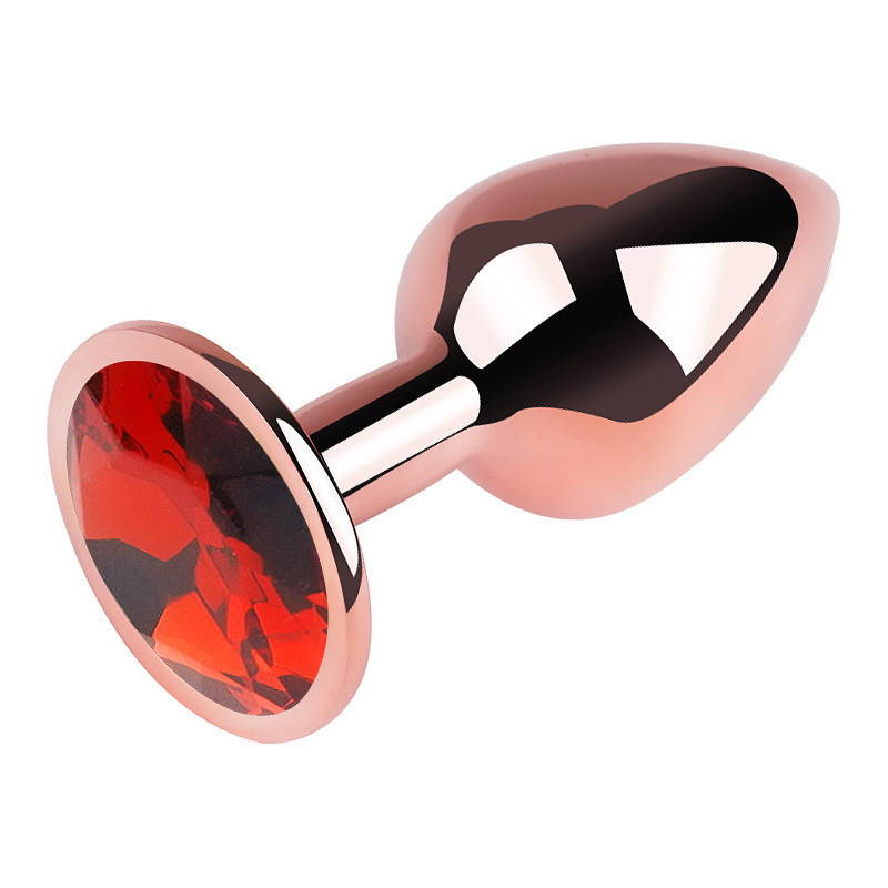 Анальная пробка с кристаллом EGZO - Rose Gold Round Plug Red size M Sex Aura Киев - изображение 3