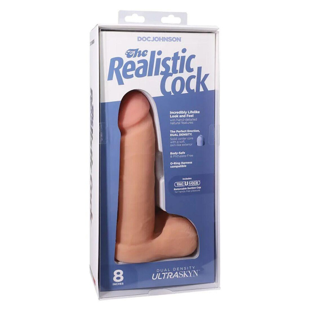Фаллоимитатор Doc Johnson The Realistic Cock 8 inch White - ULTRASKYN, Vack-U-Lock, диаметр 5,1см Sex Aura Киев - изображение 3
