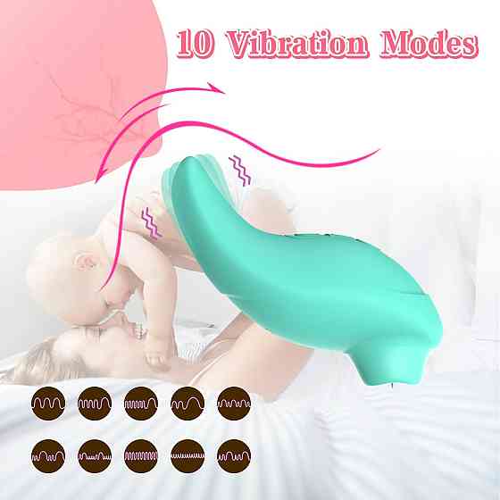 Вібратор із кліторальним стимулятором із язичком Every Night Toys Jen, зелений, 10 режимів вібрації Sex Aura Київ