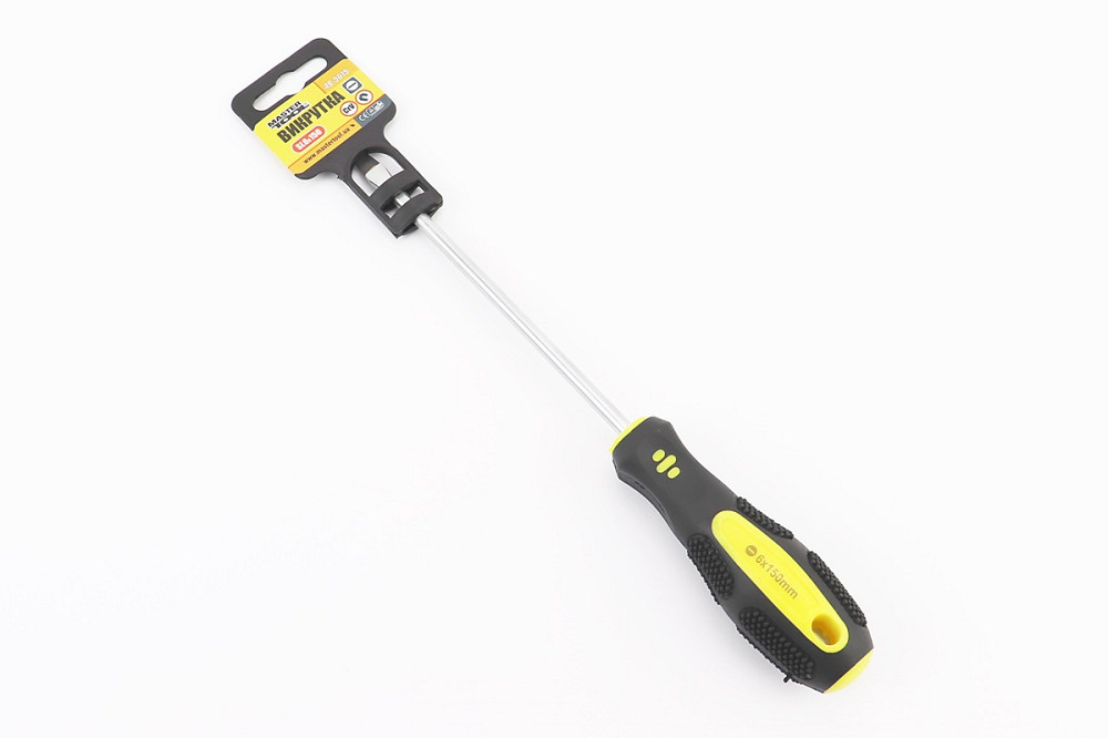 Викрутка магнітна шліцева SL6x150мм ручка з TPR покриттям 48-5615 Київ - фото 1