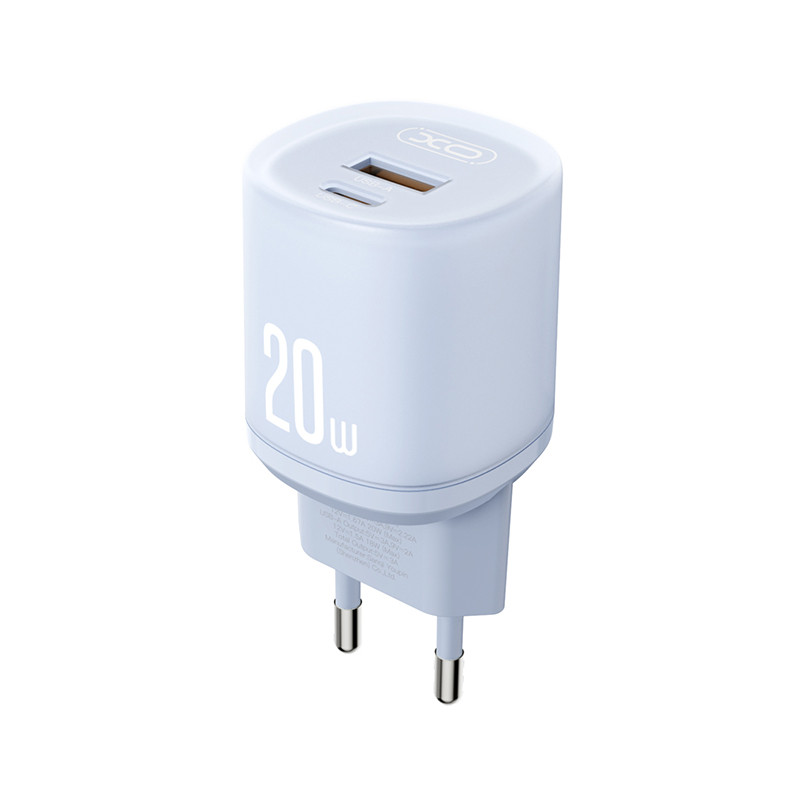 Мережевий зарядний пристрій XO L144 PD20W 1USB-A+1USB-C синій Львів - фото 1