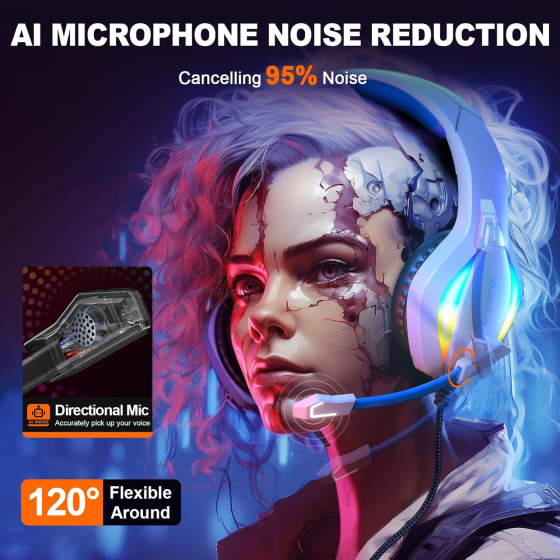 Ігрова гарнітура Krysenix PG1 RGB для PS5, PS4, ПК, Xbox, Nintendo Switch, 50 мм, мікрофон, 3,5 мм, блакитна Київ