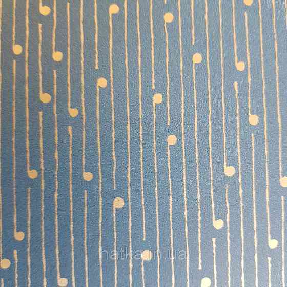 Шпалери вінілові на флізелін Caselio The Place to bed 0.53х10 м смуги точки золотисті на синьому 3д Київ
