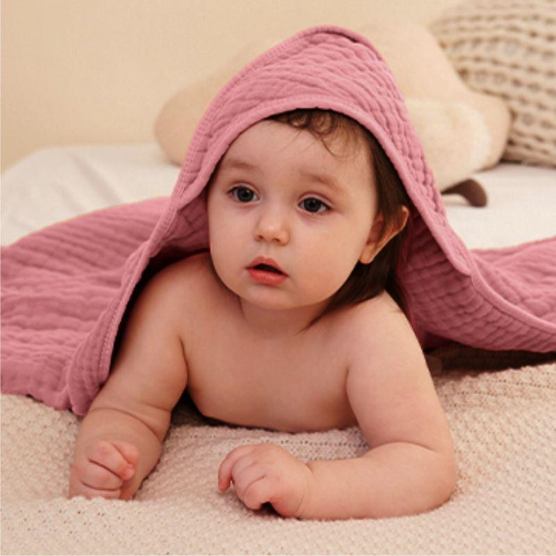 Детское полотенце с капюшоном Lovely Svi органический хлопок ( муслин) – 6-слойный, дышащий 80 x 80  Розовый Киев - изображение 2