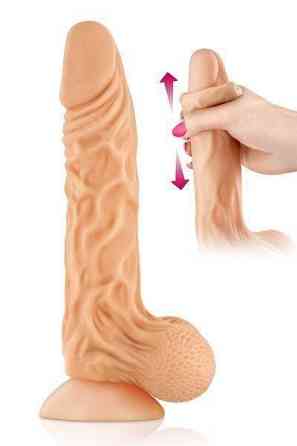 Фалоімітатор із рухомою крайньою плоттю Real Body — Real Max, діаметр 4,3 см, TPE Sex Aura Київ