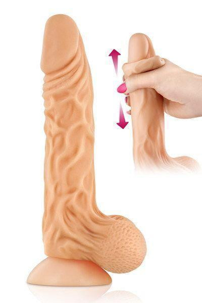 Фалоімітатор із рухомою крайньою плоттю Real Body — Real Max, діаметр 4,3 см, TPE Sex Aura Київ - фото 2