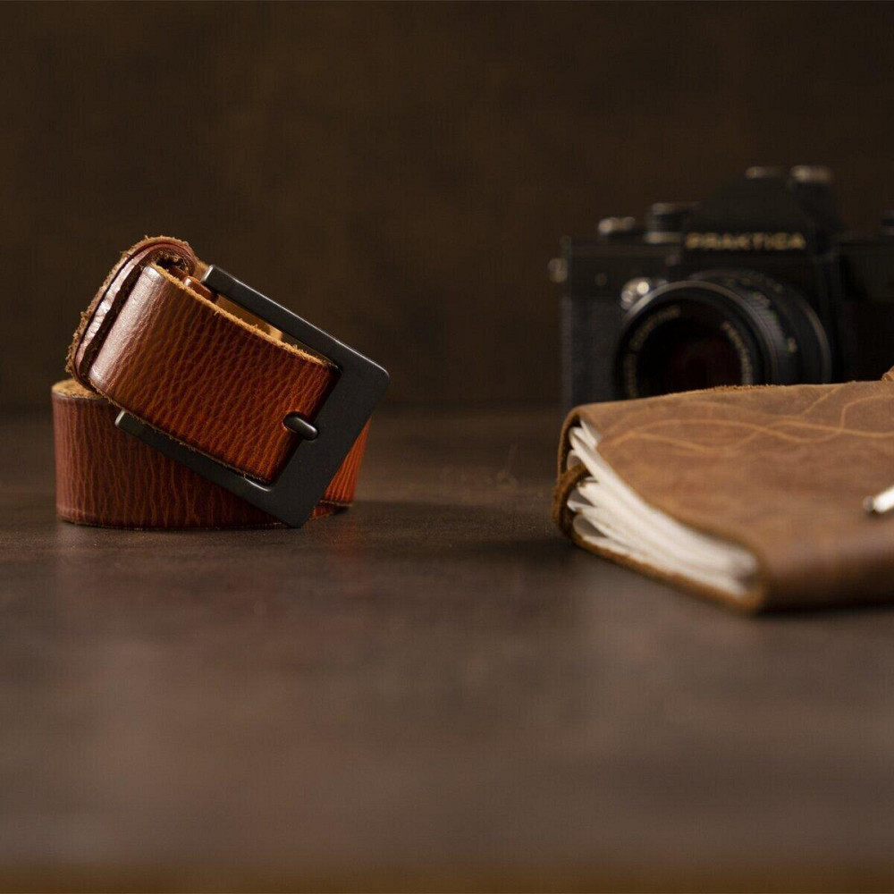 Ремень мужской Vintage 20071 Рыжий Киев - изображение 4