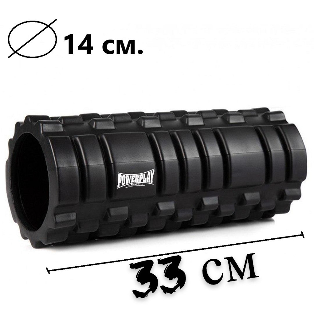 Масажний ролик (роллер) PowerPlay 4025 Massage Roller Чорний (33x14см.) Кам'янське - фото 10