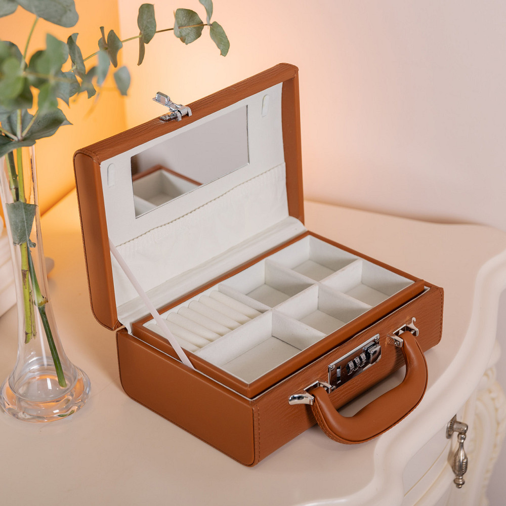 Двоярусна шкатулка для прикрас з еко-шкіри з замком Київ - фото 6