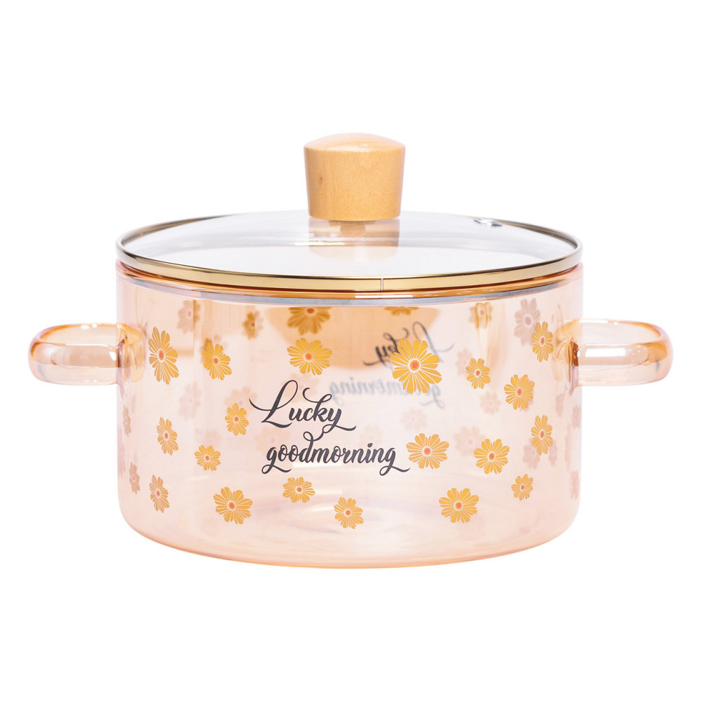 Скляна каструля з кришкою 1.5 л жаростійка Київ - фото 1