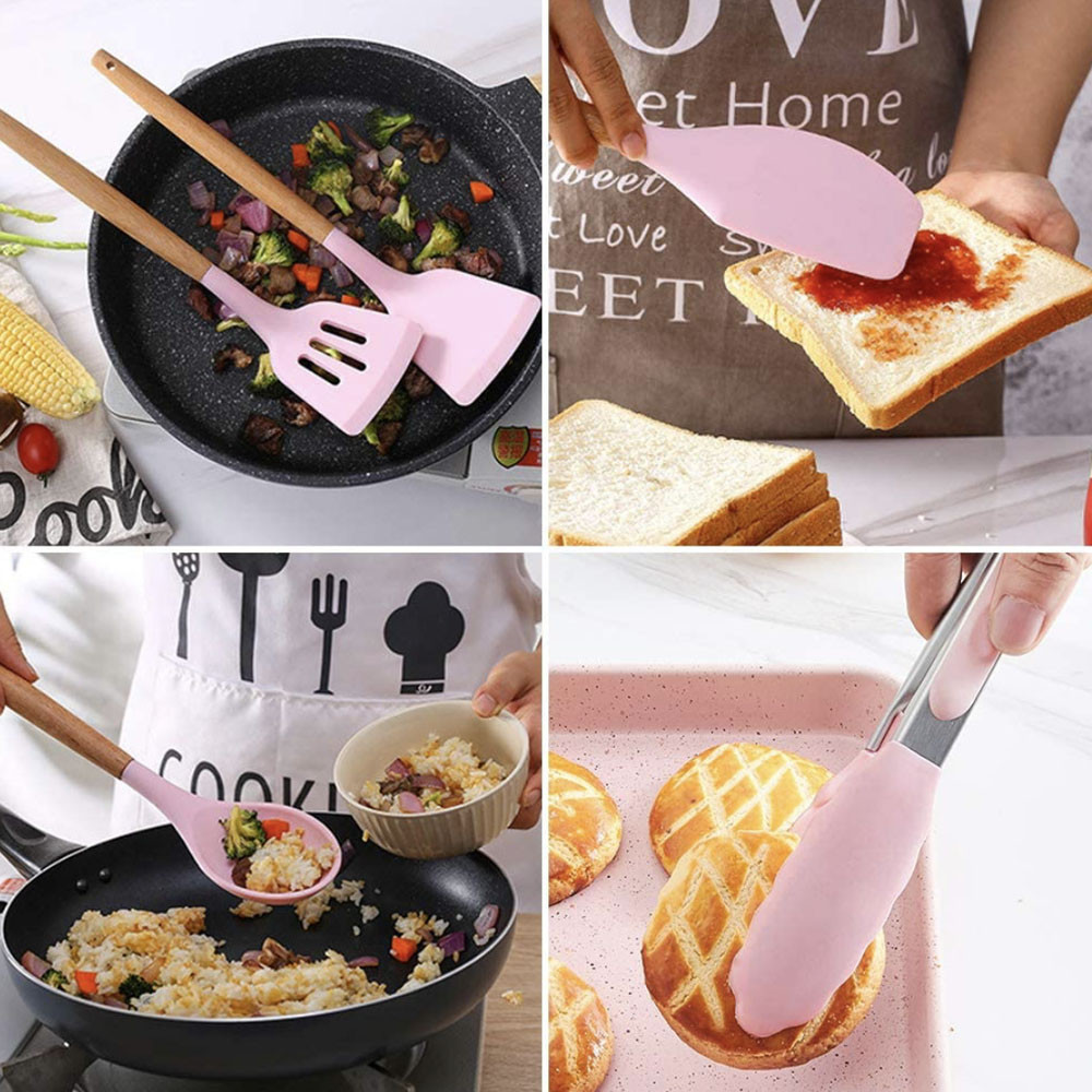 Набір кухонних речей, 19 предметів Kitchen Set, Рожевий / Силіконовий набір для кухні / Кухонний набір Київ - фото 2