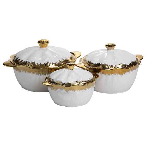 Набір супниць порцелянових 3 (шт) 0.8/1.8/2.5 (л) з позолотою XYL216-4A Київ