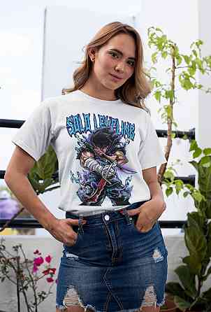 Футболка для мальчика аниме Соло Левелинг Сунг Джинвоо оверсайз (рост от 165 до 180 ) Черний AnimeJ0238m Днепр