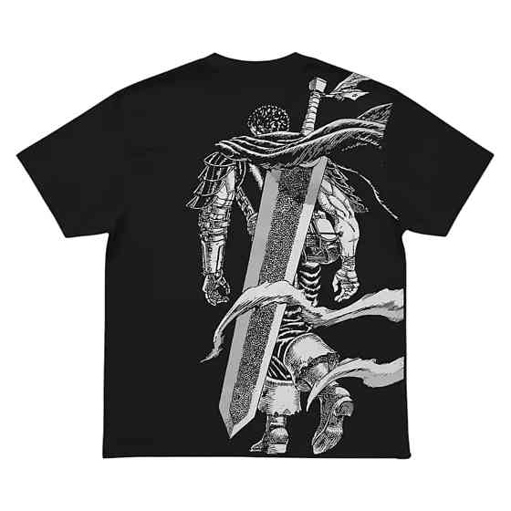 Футболка чоловіча з принтом аніме Берсерк Гутс Ер Армор оверсайз (S/M/L) Черний Дніпро