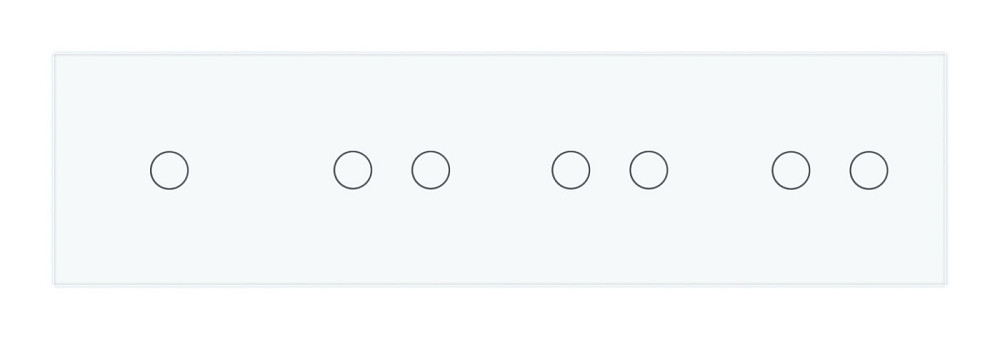 Рамка 4-постова для одного 1-сенсорного та трьох 2-сенсорних вимикачів (1-2-2-2) LIVOLO, загартоване скло, біла, 294×80 мм (VL-P701/02/02/02-8W) Коломия - фото 4