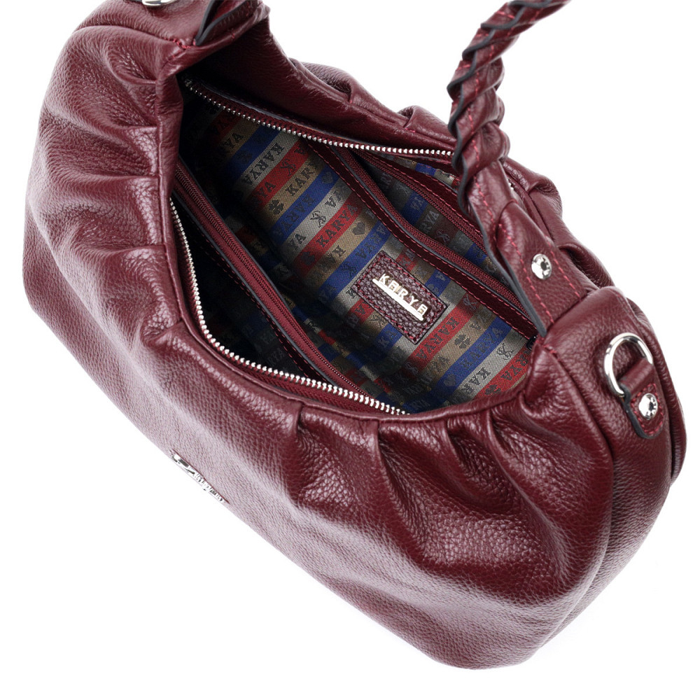 Красивая женская сумка багет кожаная Бордовый (KARYA) Киев - изображение 10