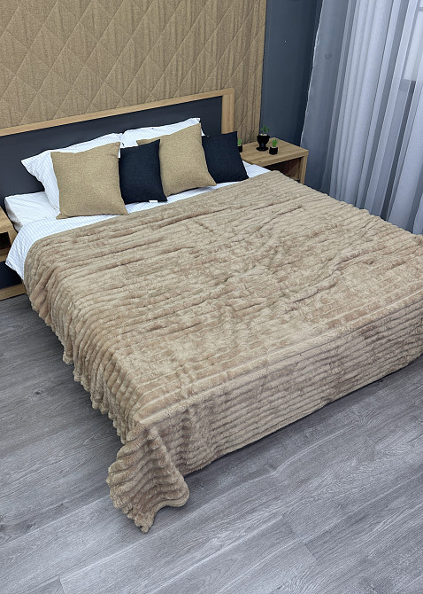 Плед-покривало смужка VIP Шарпей 200х230 см (+-10см) Бежевий (87-148) Київ - фото 3