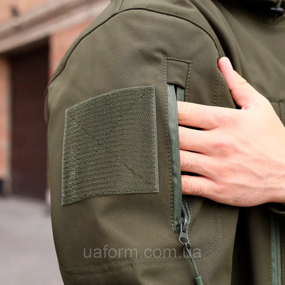 Армейская мужская демисезонная куртка хаки Soft Shell, военная куртка софт шел с капюшоном Львов - изображение 10