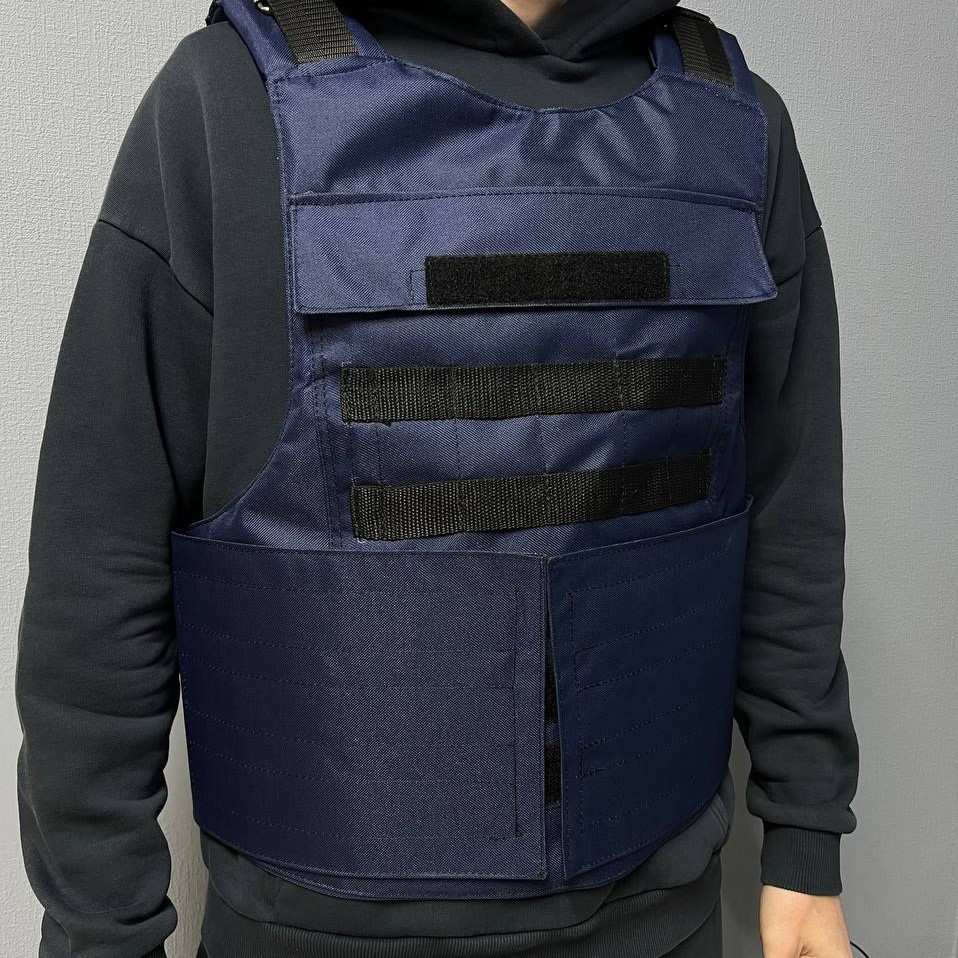 Військова текстильна плитоноска, чохол для плит з розвантаженням полегшений з регулюванням, синійMasterSem Київ - фото 2