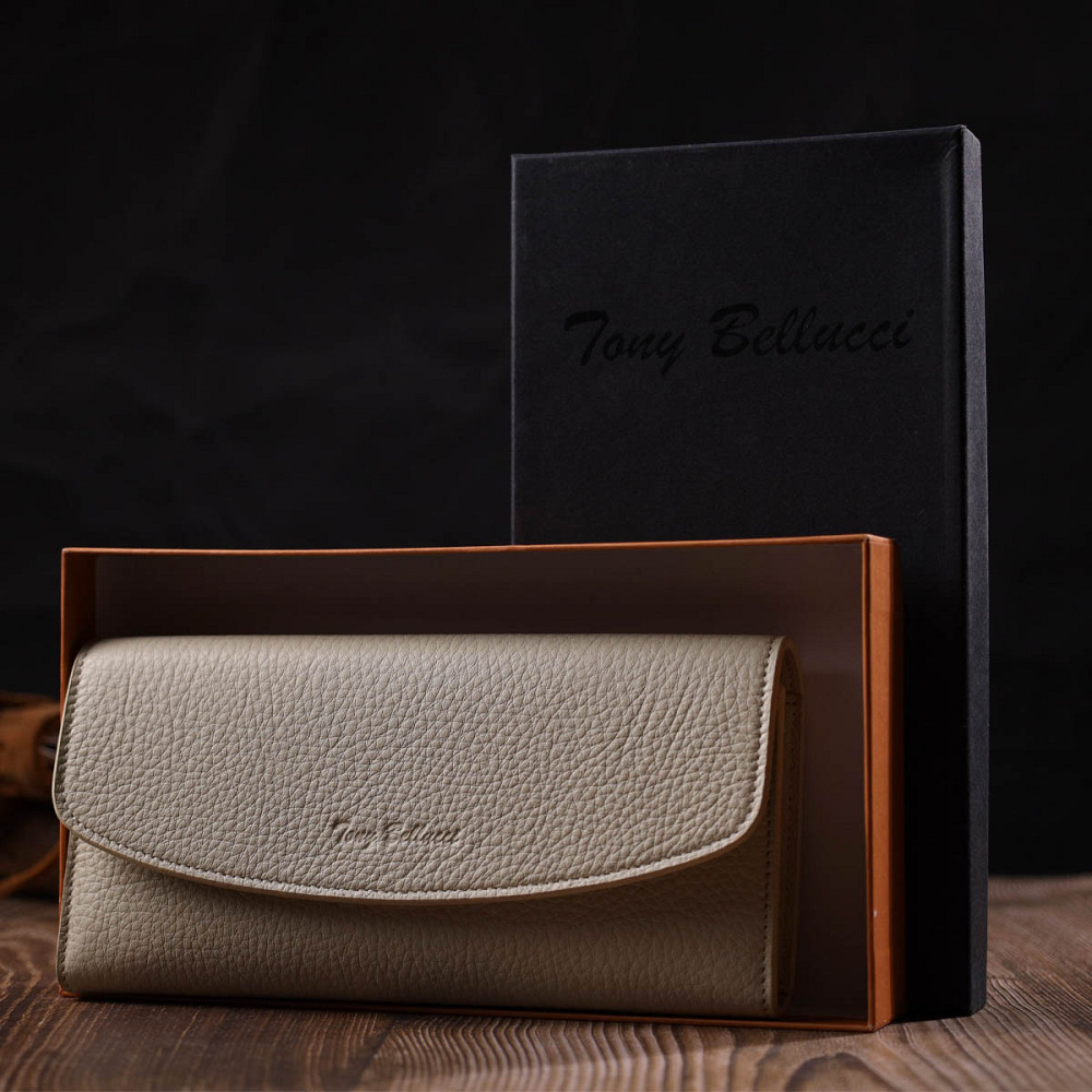 Цікавий жіночий гаманець з монетницею на блискавці з натуральної шкіри Tony Bellucci 21965 Молочний Київ - фото 3