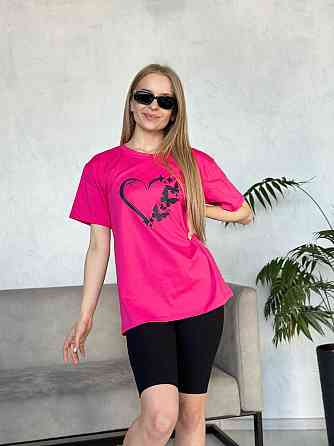 Жіночий комплект з футболкою та велосипедками рубчик Dynamic Київ