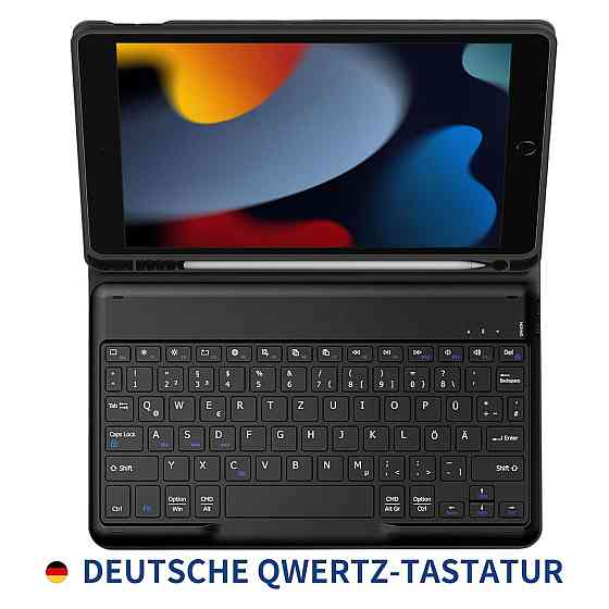 Чохол з клавіатурою кейс EasyAcc QWERTZ для iPad 10.2 7 8 9 Bluetooth чорний тримач для Apple Pencil PU Київ