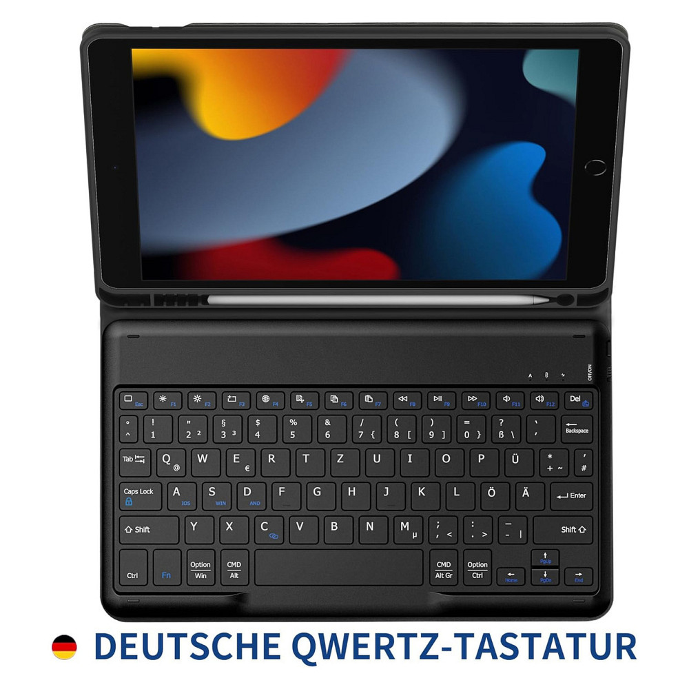 Чохол з клавіатурою кейс EasyAcc QWERTZ для iPad 10.2 7 8 9 Bluetooth чорний тримач для Apple Pencil PU Київ - фото 4