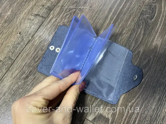 Шкіряна візитниця картхолдер чорного кольору маленького розміру ST Leather Синій Київ