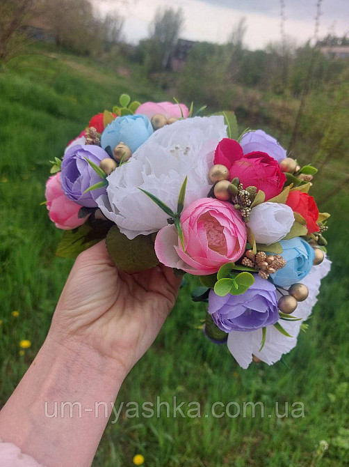 Ободок обруч з квітами "Піони великий Мальва" Кривий Ріг - фото 2