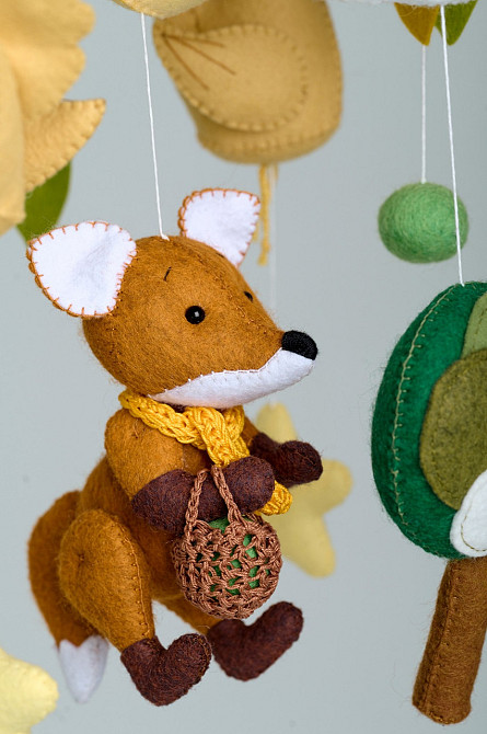 Дитячий музичний мобіль на ліжечко для немовлят WooolyWool «Лисичка-господинька» з 35 мелодіями Київ - фото 5