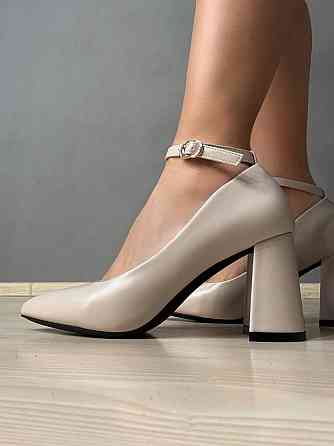 Туфли женские Meideli 3190-6 лодочки с ремешком на устойчивом каблуке экокожа бежевые, 36, 23 см Киев