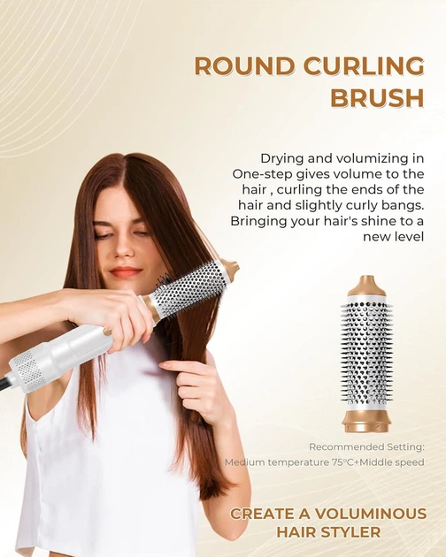 Мультистайлер 6 в 1 UKLISS Air Styler: Фен-щетка с эффектом Coanda, ионизация, керамика, стайлер для локонов и объема, Белый Киев - изображение 5