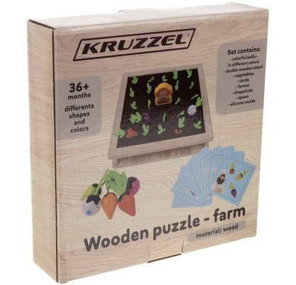 Детский Деревянный развивающий пазл - ферма 2в1 с мячами и овощами Kruzzel (22755) Нововолынск - изображение 10