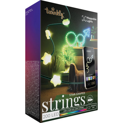 Гірлянда Twinkly Smart LED Strings USB 200 Star-shaped RGB LEDs, Green Wire, USB-C 12м (TWKS200RGB-G) Вінниця - фото 8