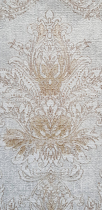 Шпалери вінілові на флізеліні Rasch Golden Hour метрові вензель завитки золотисті на сірому Київ - фото 3