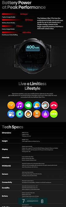 СМАРТ - Часы: Zeblaze Vibe 7 Pro Smart , Браслет Band Watch Xiaomi. Киев - изображение 7