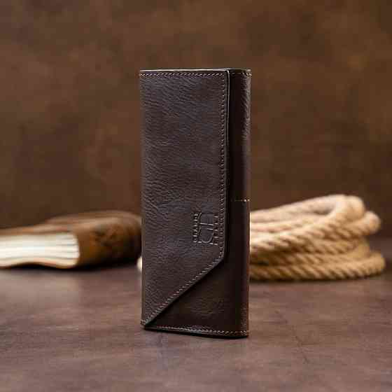 Горизонтальный клатч глянцевый на магните GRANDE PELLE 11317 Шоколадный Киев