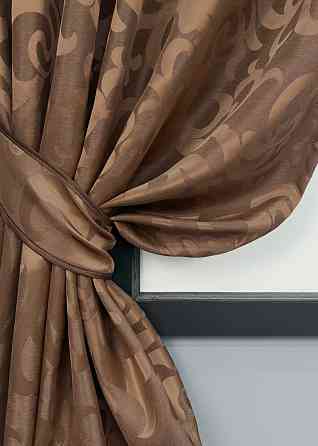 Комплект коротких штор VR-Textil Жакард Вензель № 478ш Світло-коричневий 130х170 см 2 шт (35-0407) Київ