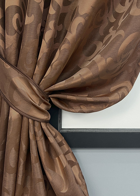 Комплект коротких штор VR-Textil Жакард Вензель № 478ш Світло-коричневий 130х170 см 2 шт (35-0407) Київ - фото 4