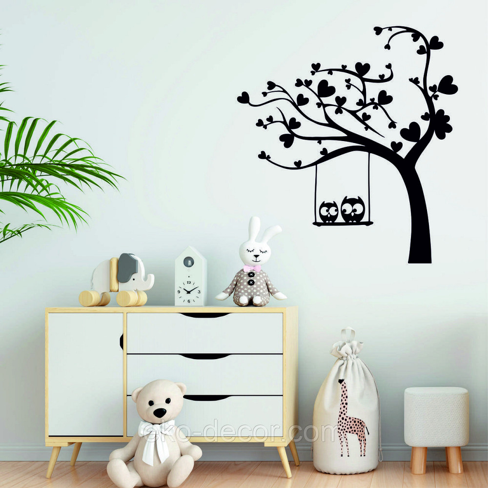 Декоративное настенное Панно «Совы на ветке», Декор на стену 110*81 см, Черный Киев - изображение 2