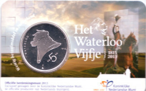 200-річчя битви при Ватерлоо. Монета 5 євро. 2015 рік, Нідерланди. Полтава - фото 1