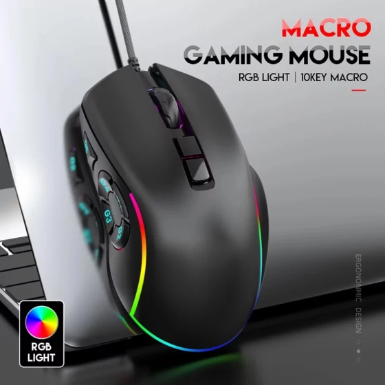 Игровая проводная мышь X9 с RGB подсветкой (Черный) Винница