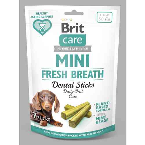 Ласощі Brit Care Mini Treats Fresh Breath для собак малих порід для зубів і свіжості подиху 7 шт/120 г Київ