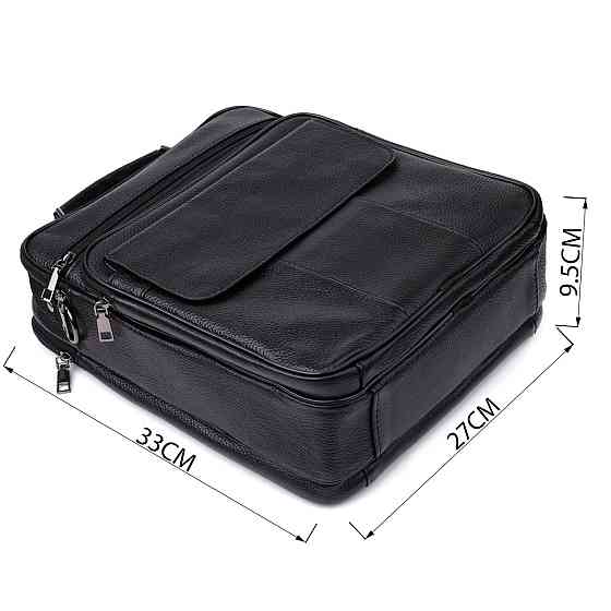 Містка чоловіча сумка з ручкою для перенесення в руці з натуральної шкіри Vintage 23023 Чорний Київ